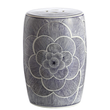 Camellia 17" Ceramic Drum Garden Stool - JONATHAN Y
